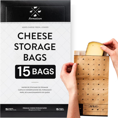 15-Pack 6.25 11 Formaticum - Cheese Storage Bags - x Wax Paper Bags to Keep Cheese or Charcuterie Fresh - Professional