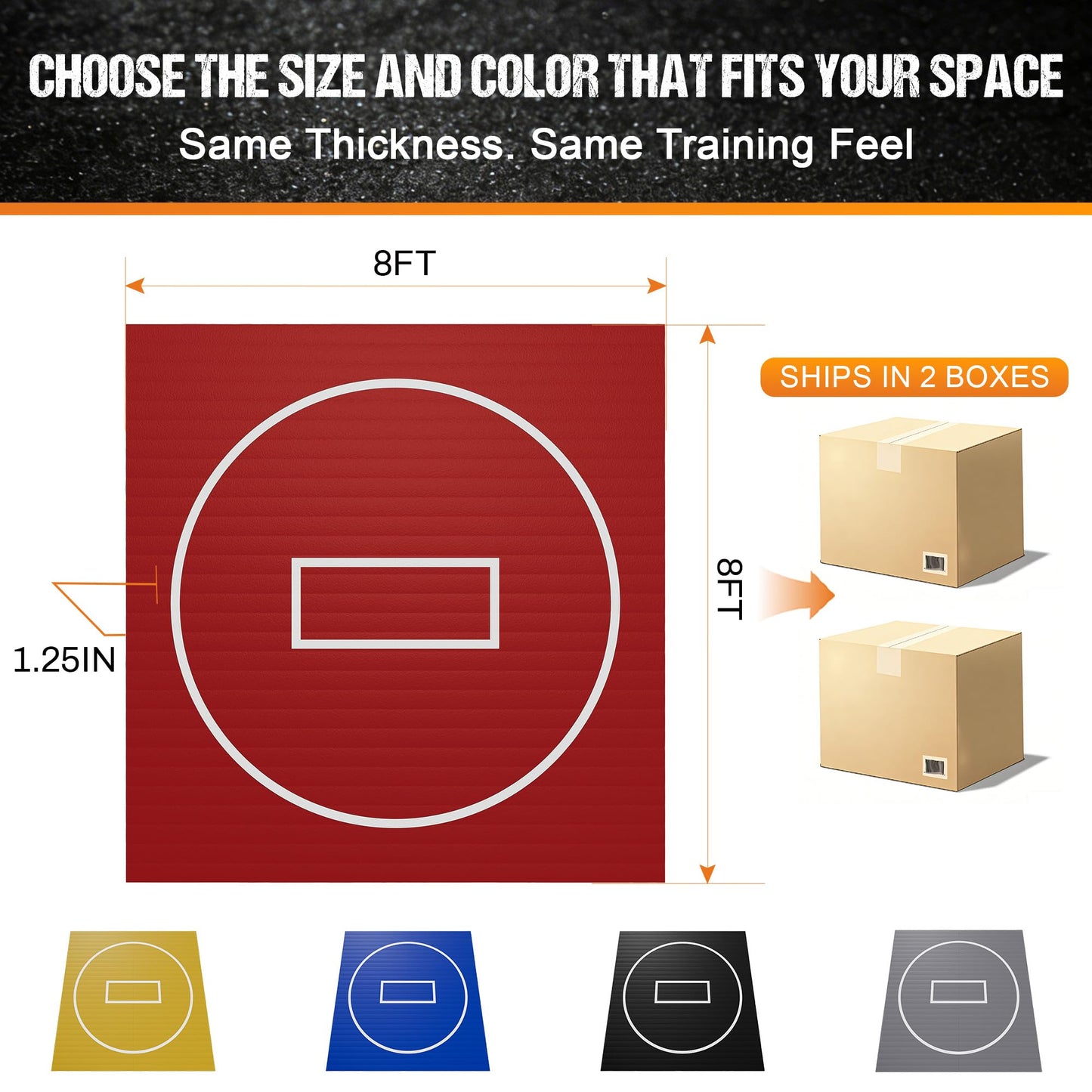 GianToucan Wrestling Mat for Home, ８’x ８’x 1.25” Grappling Mat for Wrestling, MMA, BJJ, Jiu Jitsu, Judo, Gym, Roll-Up Wrestling Practice Mat for Kids & Adults，Easy to Clean Indoor/Outdoor, Red