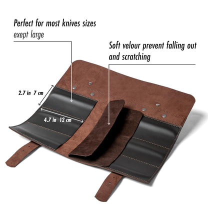 Pocket Knife Collection Display Case - Leather Pocket Knife Roll Organizer 6 Slots, Gift for Folding Knife Collectors – Pocket Knives Storage VR6BR