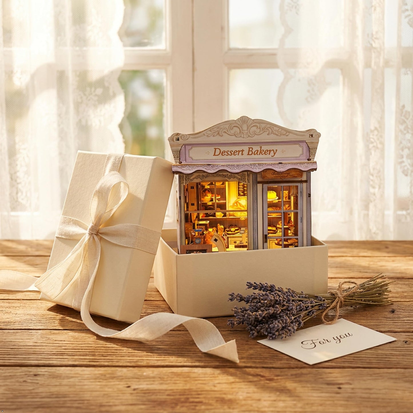 Book Nook Kit - DIY Miniature House Bakery Patisserie Dollhouse Kit for Adults and Teens, Booknook Tiny House Bakery Shop Bookshelf Decor 3D Wooden Puzzle, Gifts for Family, Friends (with Glue)
