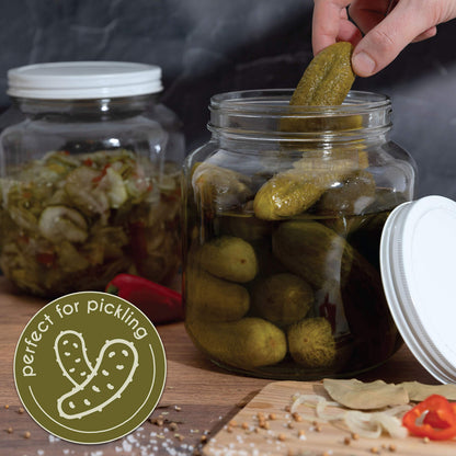 Half Gallon Glass Large Mason Jar Wide Mouth with Airtight Metal Lid - 1/2 Gallon Mason Jars - BPA-Free Glass Jar with Lid - Dishwasher Safe- By Kitchentoolz - Made in USA