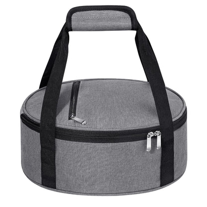 MIAOJIE Round Insulated Casserole Carrier, Pie Carrier Bag, Portable Casserole Carrier for Hot or Cold Food Lunch Tote, Lunch Bag for Parties Picnic, Fits 12.5" Baking Dish, Grey