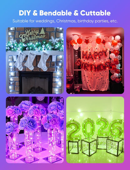 Minetom 12 Pack Battery Operated Fairy String Lights - 8 Modes, 7ft, 20 LEDs, Waterproof Silver Wire for DIY Decor & Events