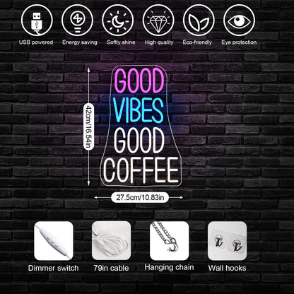 Horseneon Good Food Good Mood Neon LED Sign, Food Neon Signs for Wall Decor, Good Food Good Mood Neon Light with USB Powered for Snack Shop, Restaurant, Fast Food