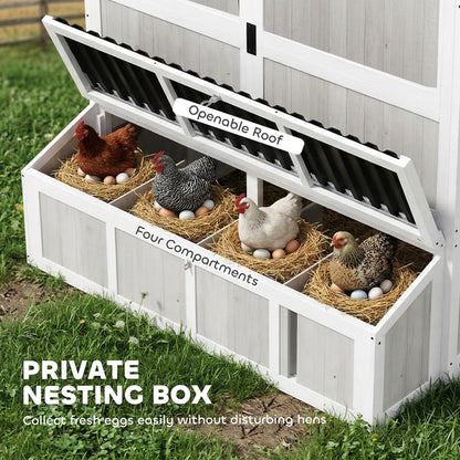 PawHut 212" L Large Chicken Coop for 10-15 Hens, Walk-in Outdoor Chicken House with Shovel, Run, Nesting Box, Weatherproof Roof, Perches, Wooden Hen House Poultry Cage for Ducks, Rabbits