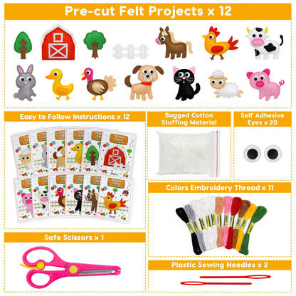 OKOOKO Animal Sewing Craft Kit, Sewing Craft Kit for Kids, DIY Crafting and Sewing Set, Art Craft Kits, Fun and Educational Craft Set, Sew Your Own Felt Animals