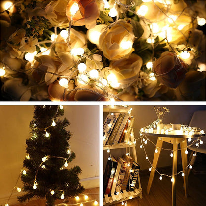 Merdeco Globe Plug in String Lights, 10ft/3m, 20 LED Bulb Warm White Fairy Lights for Decoration