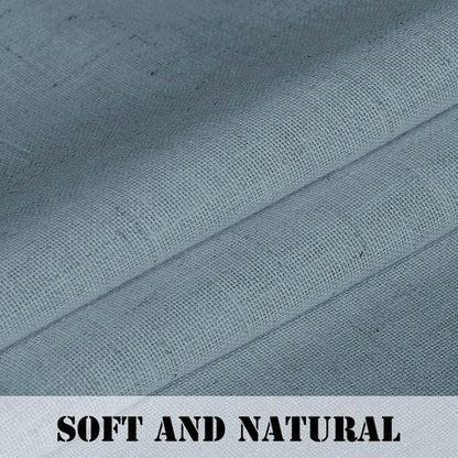 H.VERSAILTEX Stone Blue Linen Curtains 84 Inch Length for Living Room 2 Panels Set Rod Pocket Light Filtering Semi Sheer Curtains for Bedroom Country Farmhouse Drapes 52x84 Long