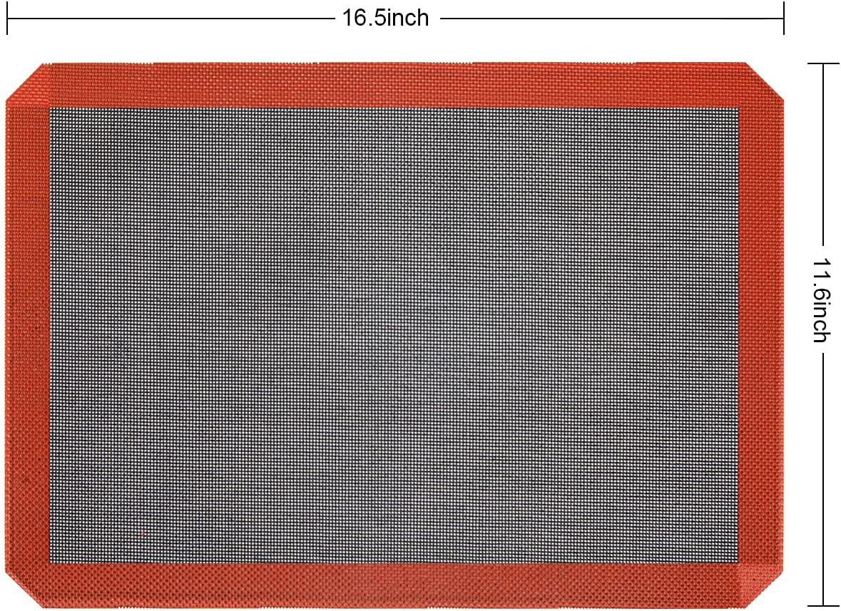 Silicone Baking Mat, Nonstick Food Safe Tray Pan Liners for Making Cookies, Macarons, Bread (16.54"x11.61"/2 Pack)