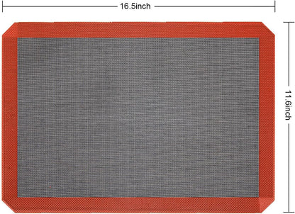Silicone Baking Mat, Nonstick Food Safe Tray Pan Liners for Making Cookies, Macarons, Bread (16.54"x11.61"/2 Pack)