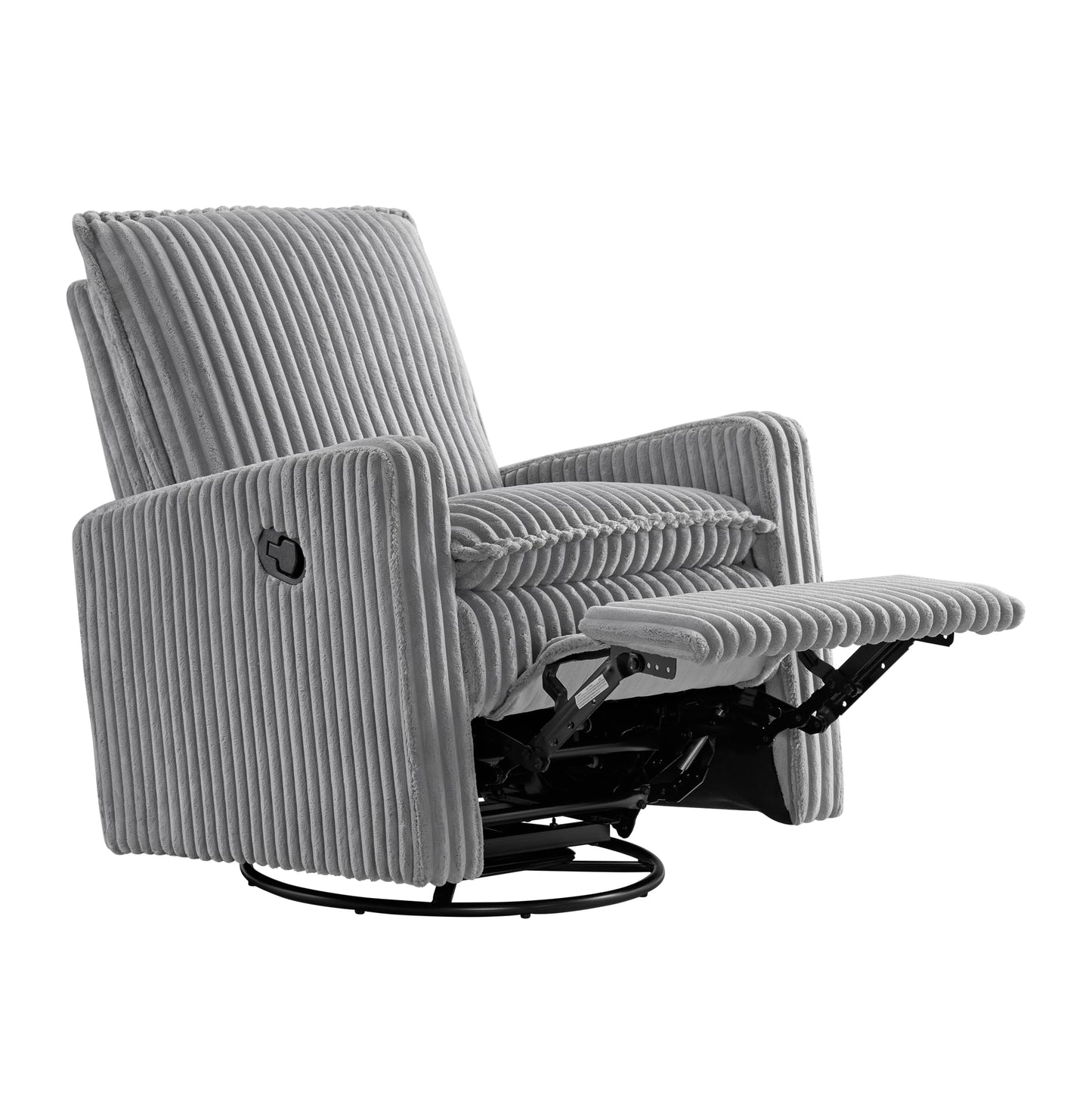 Oxford Baby Uptown Upholstered Glider Recliner Rocking Chair 360° Swivel for Nursery and Living Room - Corduroy, Ash Gray