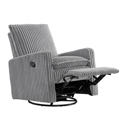 Oxford Baby Uptown Upholstered Glider Recliner Rocking Chair 360° Swivel for Nursery and Living Room - Corduroy, Ash Gray