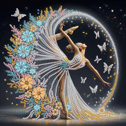 TDFERAN 30X30 Diamond Paintings Ballerina Dancer Dream Ballet Girl Diamond Art Kits Diamond Painting for Home D閏or Items Flowers Under Skirt Full Drill Ballet Dancer Diamond Art Gift for Adult