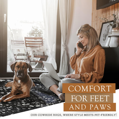 Sunshine Cowhides 100% Genuine Metallic Silver on Dyed Black Cowhide Rug - Modern Style Animal Skin Rug & Floor Carpet for Living Room, Bedroom, Kitchen & More - Extra Large (6x7-8 Ft.)
