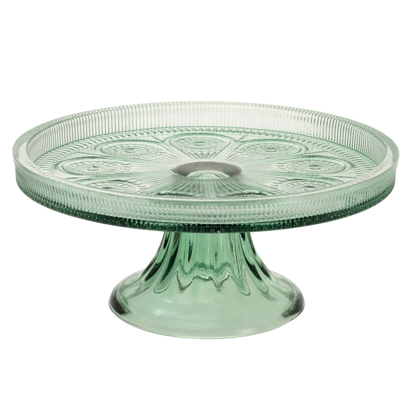 Boston International Vintage-Inspired Glass Cake Stand Round Pedestal for Desserts Cupcakes & Pie, 8.25" x 3.5", Sage Green Codi