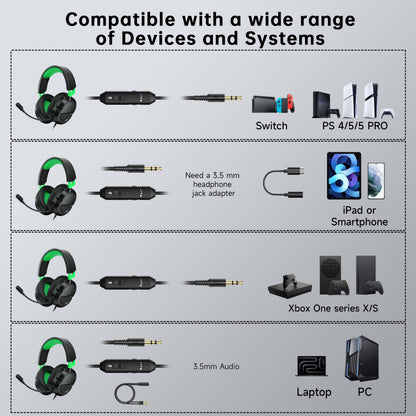 Gaming Headset for Xbox Series X、Xbox Series S/One、PS5、PS5Pro、PS4、PC 207g Headset with Clear Mic for Work 𝟐𝟎𝟐𝟔 𝐔𝐩𝐠𝐫𝐚𝐝𝐞 Wired Gaming Headphones with Mic、3.5mm Splitter、79in Cable.Gamer Gifts