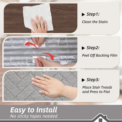 BEQHAUSE Non-Slip Carpet Stair Treads - Soft Indoor Stair Runners, 9" x 28", Grey, 15pcs
