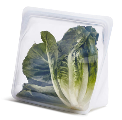 Stasher Silicone Reusable Storage Bag, Stand-Up Mega Bag, Reusable Freezer Bags, Microwave, Dishwasher, Oven Safe, Sous Vide, Premium Lunch Container, Eco Friendly, Food Storage Bags, 104 oz, Clear