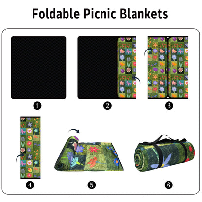 Supfitness Extra Large Picnic Blankets Waterproof Foldable (60 "x 80") Beach Blanket Waterproof Sandproof,3-Layer Thicking Mat Outdoor Packable Camping Blanket
