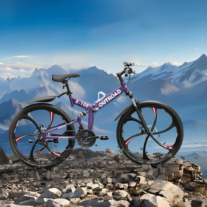 MarKnig 26 Inch Adult Folding Bikes/Mountain Bikes, 21 Speeds Mountain Bicycles with Full Suspension, Dual Disc Brake, High Carbon Steel Frame, Foldable Bike for Men/Women/Teen, HM-Purple