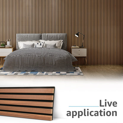 Art3d 4-Piece Wood Slat Acoustic Panels for Stylish Decor and Noise Reduction, 3D Textured Panel for Ceiling and Wall, Walnut
