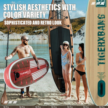 TIGERXBANG Paddle Board, 10.8' Stand Up Paddle Board with Premium Complete Inflatable SUP Accessories, Extra Wide Paddleboards for Adults & Kids-Pandora Collection Indian Black