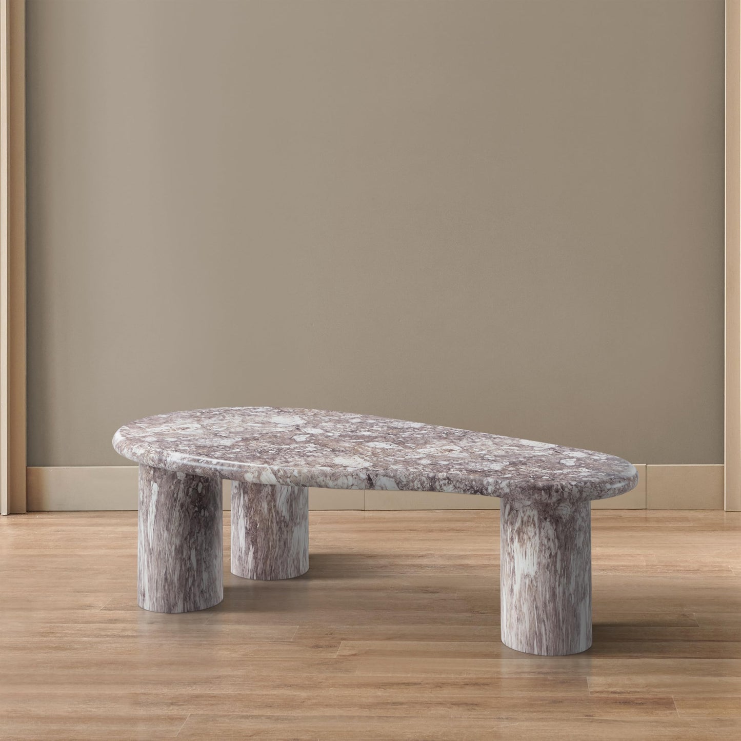 Meridian Furniture 99095Brown-CT Sassari Collection Art Deco Indoor/Outdoor Concrete Coffee Table in Marble Finish, 47.5" W x 24" D x 16" H, Brown