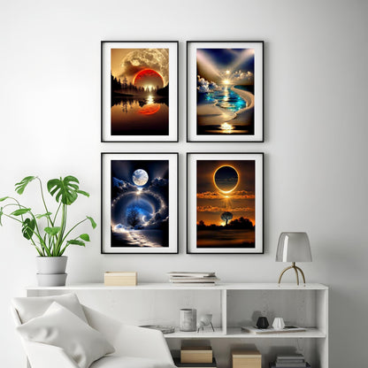 12 Pack Diamond Art Kits for Adults, Sunset Landscape 5D Diamond Painting for Adult Beginners,DIY Full Drill Round Gem Painting Dot Art Sets,Home Wall Decor 9.8x13.8 Inch