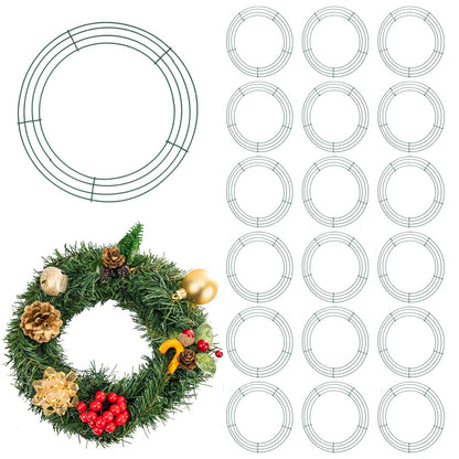 MUKCHAP 20pcs 12 Inch Wire Wreath Frame, Green Wire Wreath Frames Rings, Round Metal Wreath Form for DIY Crafts, Weddings