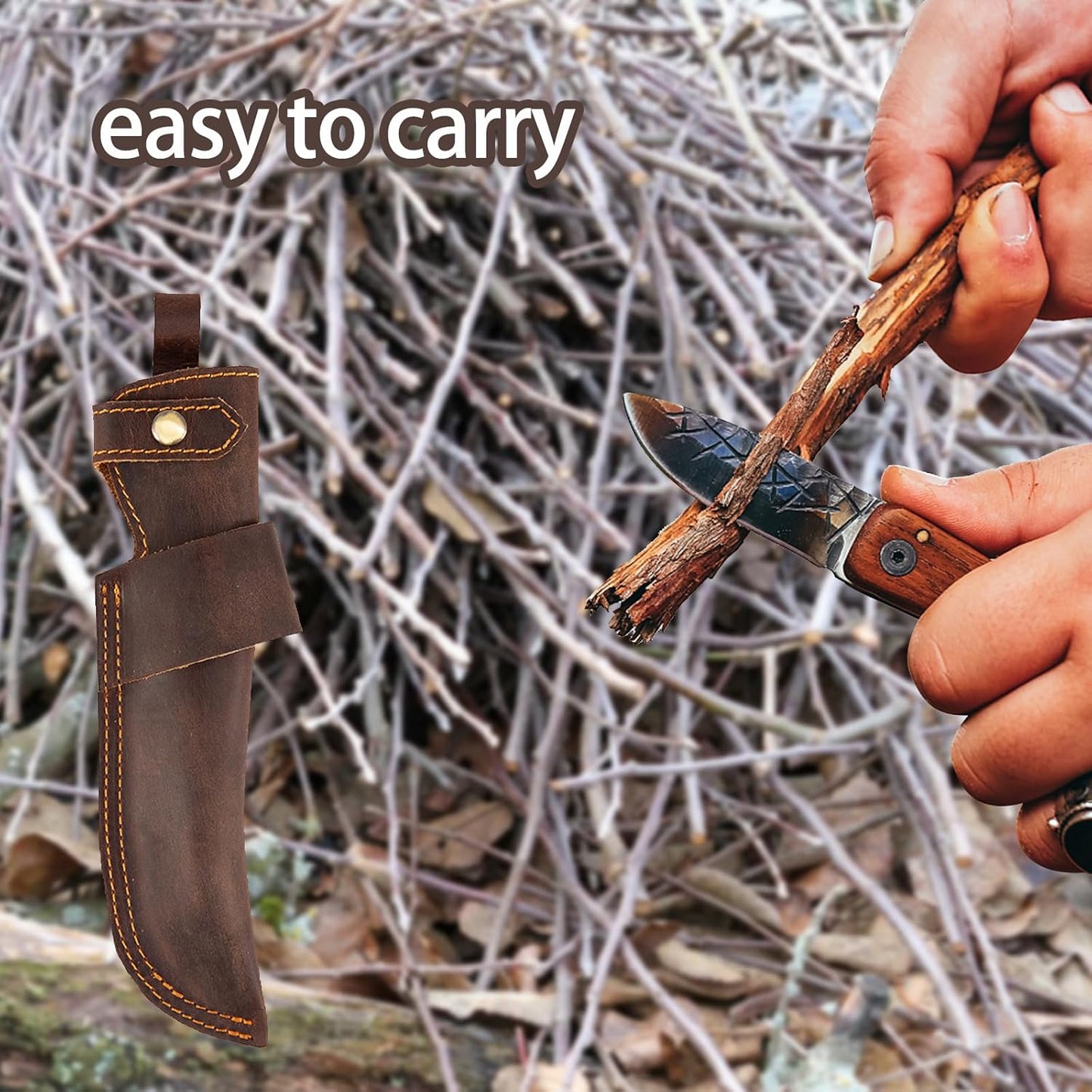 Leather Knife Sheath for Belt, Chef Knife Guard, EDC Belt Organizer for 5 inch Blade Knife
