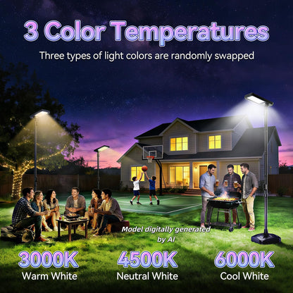 102" Solar Outdoor Street Lights with Speaker, Pole & Remote, Portable IP65 Waterproof LED Solar Flood Motion Post Light, Dusk to Dawn Solar Floor Lamp for House, Yard, Garden, Patio, Garage, Driveway