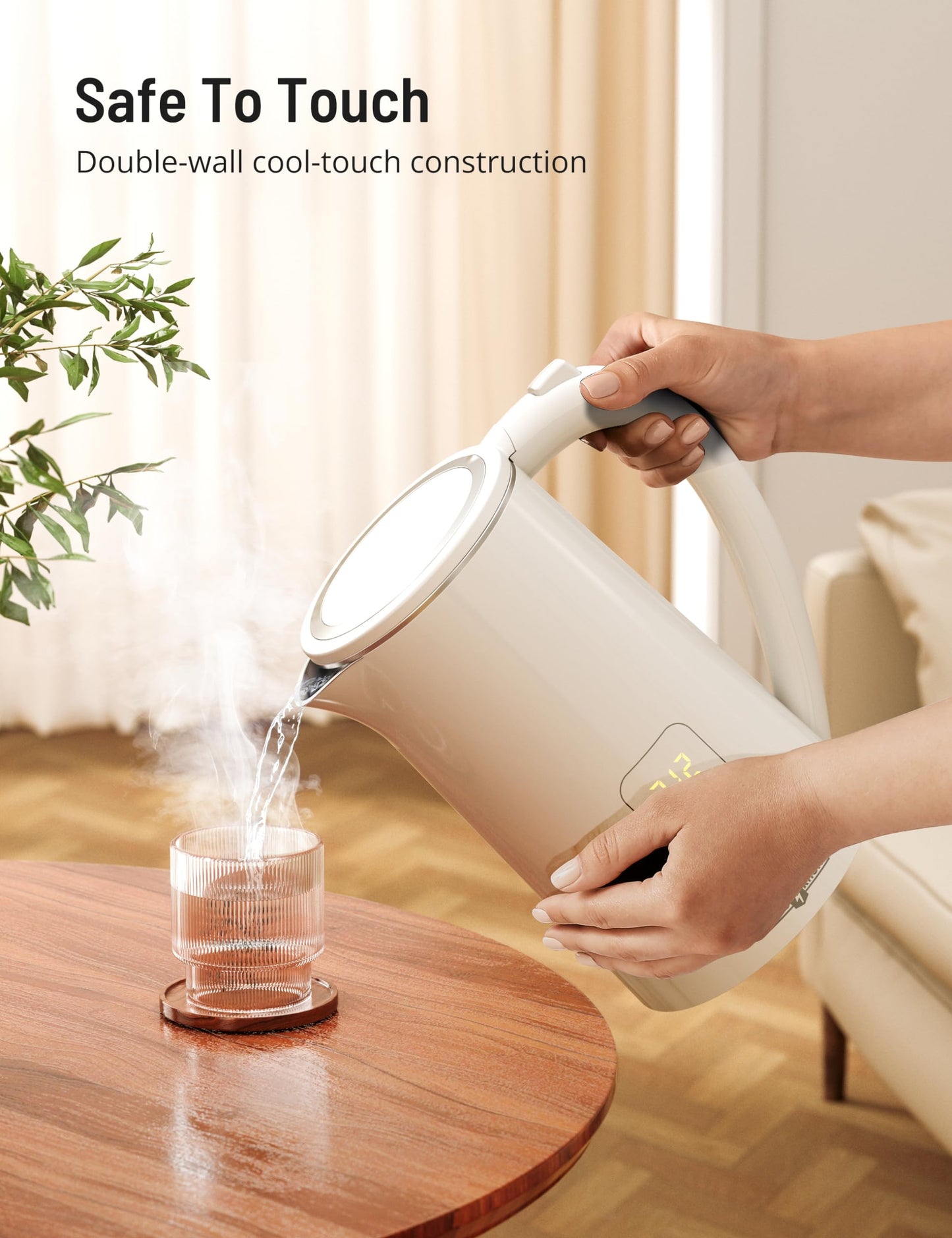 Electric Tea Kettle, 1.7L Larger Design Temperature Control Electric Kettle, 4H Keep Warm Water Boiler with 6 Presets, LED Screen Electric Kettles for Boiling Water, Boil-Dry Protection, BPA Free