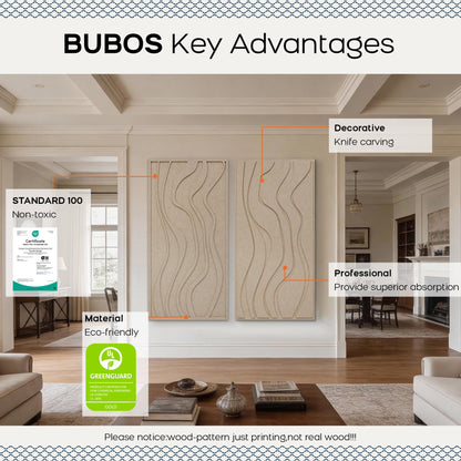 BUBOS 4 Pack Large Acoustic Panels, Total-Size 47.2 x 23.6 Inches Soundproof Wall Panels, Decorative Sound Panels, Self-Adhesive Acoustic Wall Panels for Recording Studio, Home&Office (Camel, 4 Pack)