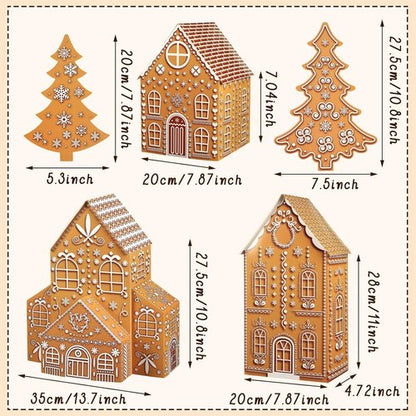Ctosree Gingerbread House Kit - Large Cardboard Christmas Village with Lighted Trees | Holiday Decor