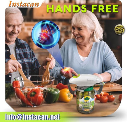 INSTACAN Electric Jar Opener - Higher Torque, One-Touch Operation for Easy Lid Removal | Ideal for Seniors & Arthritic Hands (White)