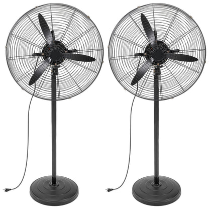 Aurelema 2 Pack 27 Inch Oscillating Pedestal Fans, 7500 CFM High Velocity Heavy Duty Floor Stand Fan with 3 Speeds, Copper Motor Commercial Standing Cooling for Garage Warehouse Workshop, Black