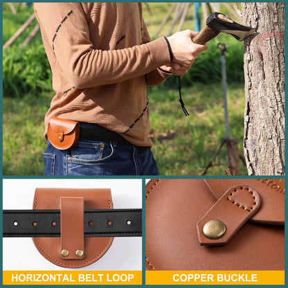Angerstone Axe Sharpener - Multipurpose Axe/Hatchet Sharpening Stone - Whetstone Blade & Tool Sharpener, Dual Grit 180/320 Sharpening Puck with Leather Sheath