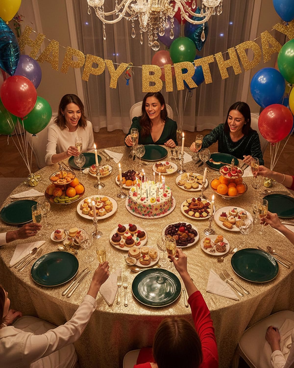PULOTE 100PCS Green Plastic Plates - Green Disposable Plates With Gold Rim - Include 50 Pieces Dinner 10.25inch,50 Pieces Dessert 7.5inch for Party&Christmas
