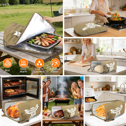 Upgraded Insulated BBQ Blanket for Resting Meat-BBQ Smoker Accessories Gifts for Men Dad Husband-Air Fryer/Kitchen/Camping/Baking/Party Essential-Bag for Brisket/Steak/Pork Shoulder/Turkey (21inch)
