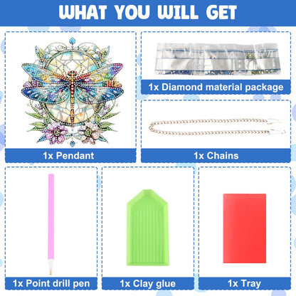 NAIMOER DIY Hanging Diamond Art Kits for Adults, Dragonfly Diamond Painting Kits, Special Shaped Rhinestone, Acrylic 5D Gem Art Craft Window Pendants Home Garden Wall Hanging Ornament Kits