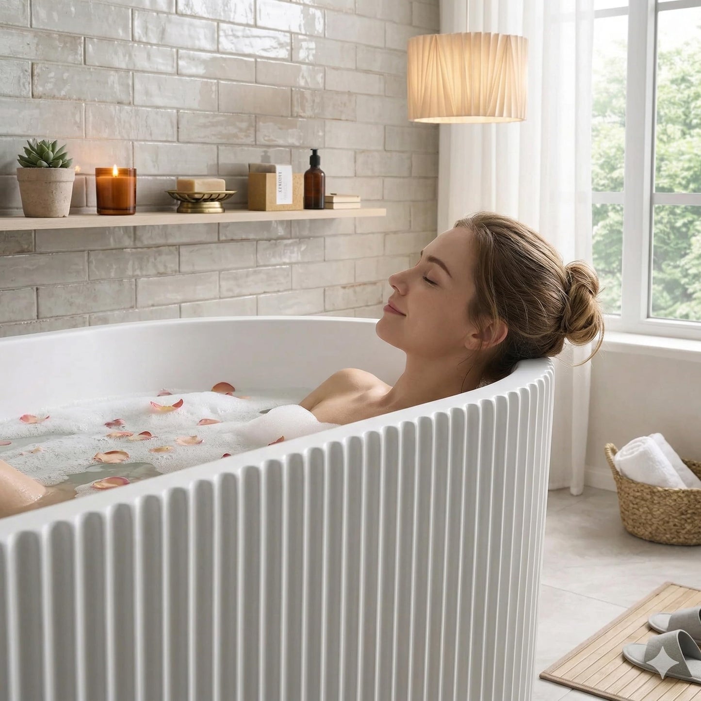 67" Acrylic Freestanding Soaking Bathtub, Deep Ergonomic Design with Lumbar Support, Integrated Overflow Drain, Non-Slip Base,cUPC Certified Modern Bathroom Tub, Easy Installation for Bathroom