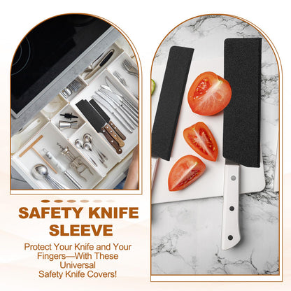 PATIKIL 2 Pcs ABS Knife Cover Sleeves, 10x2 Inch Knife Blade Edge Guard Sheath Universal Blade Protector Flocking for Home Kitchen, Black