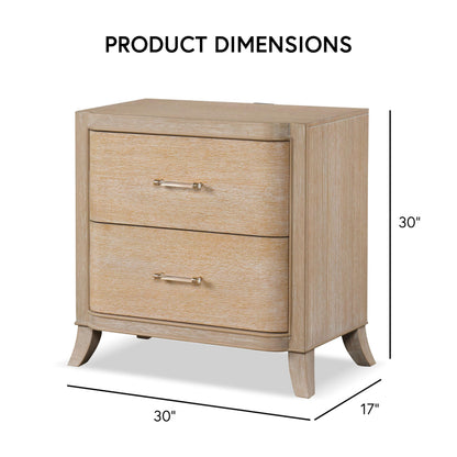 Furniture of America Saries Transitional Solid Wood 30-inch 2-Drawer Nightstand with Acrylic Hardware, Wooden Bedside Table, No Assembly for Bedroom, Guest Room, Space Saving, Natural Oak