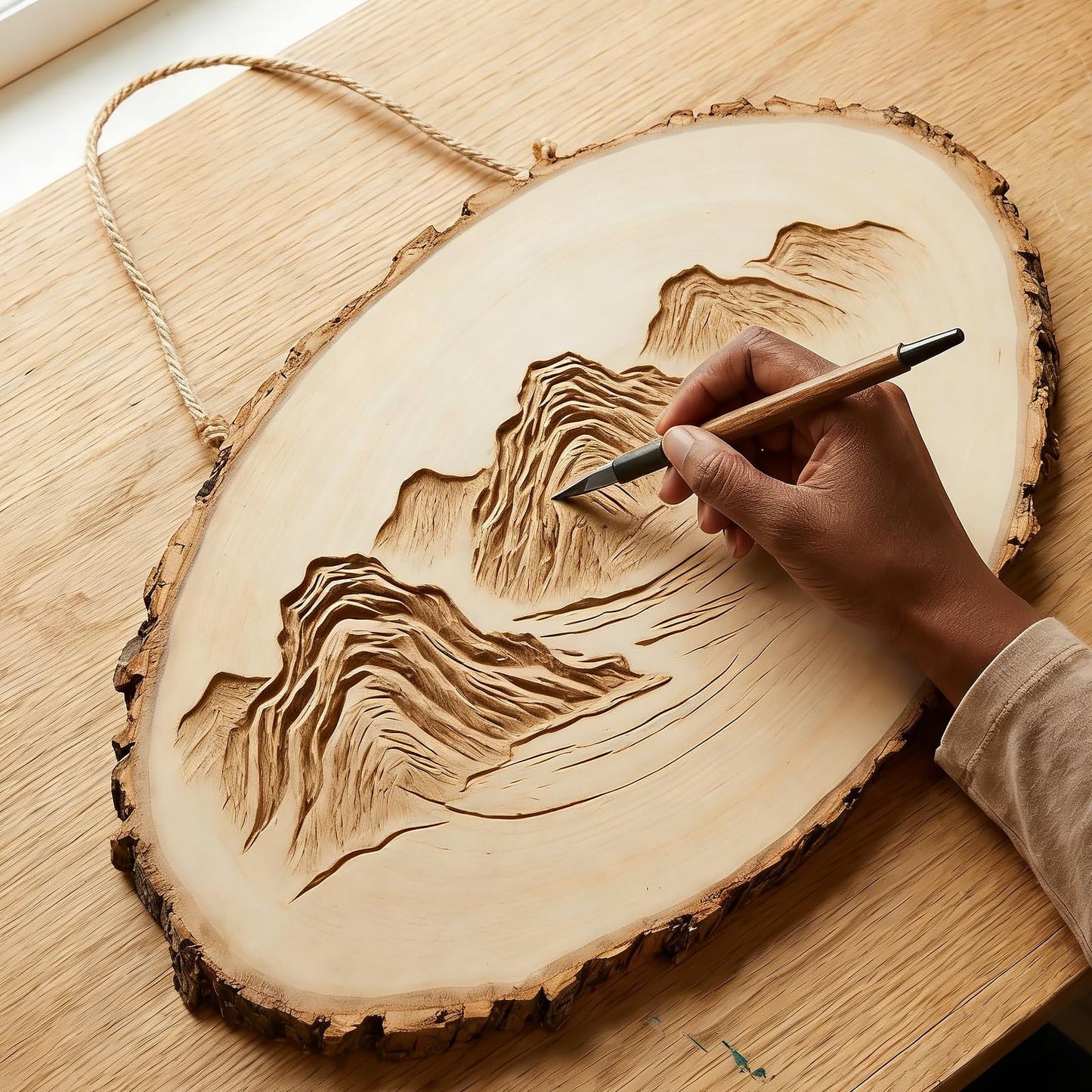MUKCHAP 10 PCS Oval Wood Slices, 5.5 x 15 x 0.4 inch Unfinished Craft Wooden Slices Hanging Signs with Jute for DIY, Painting, Ornament