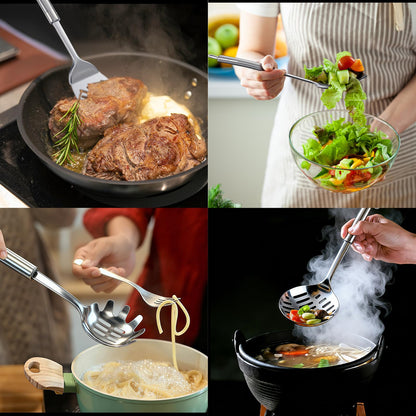 LemonRoad 9 Pcs 18/0 Stainless Steel Cooking Utensils Set Metal Kitchen Utensil Set with Holder, Dishwasher Safe, Adult Home Cooking Housewarming Daily Use