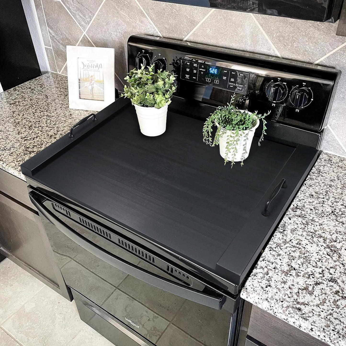 GASHELL Noodle Board Stove Cover with Handles, Multiple Stove Top Cover Board for Electric/Gas Stove Top(Black), GSC-2212