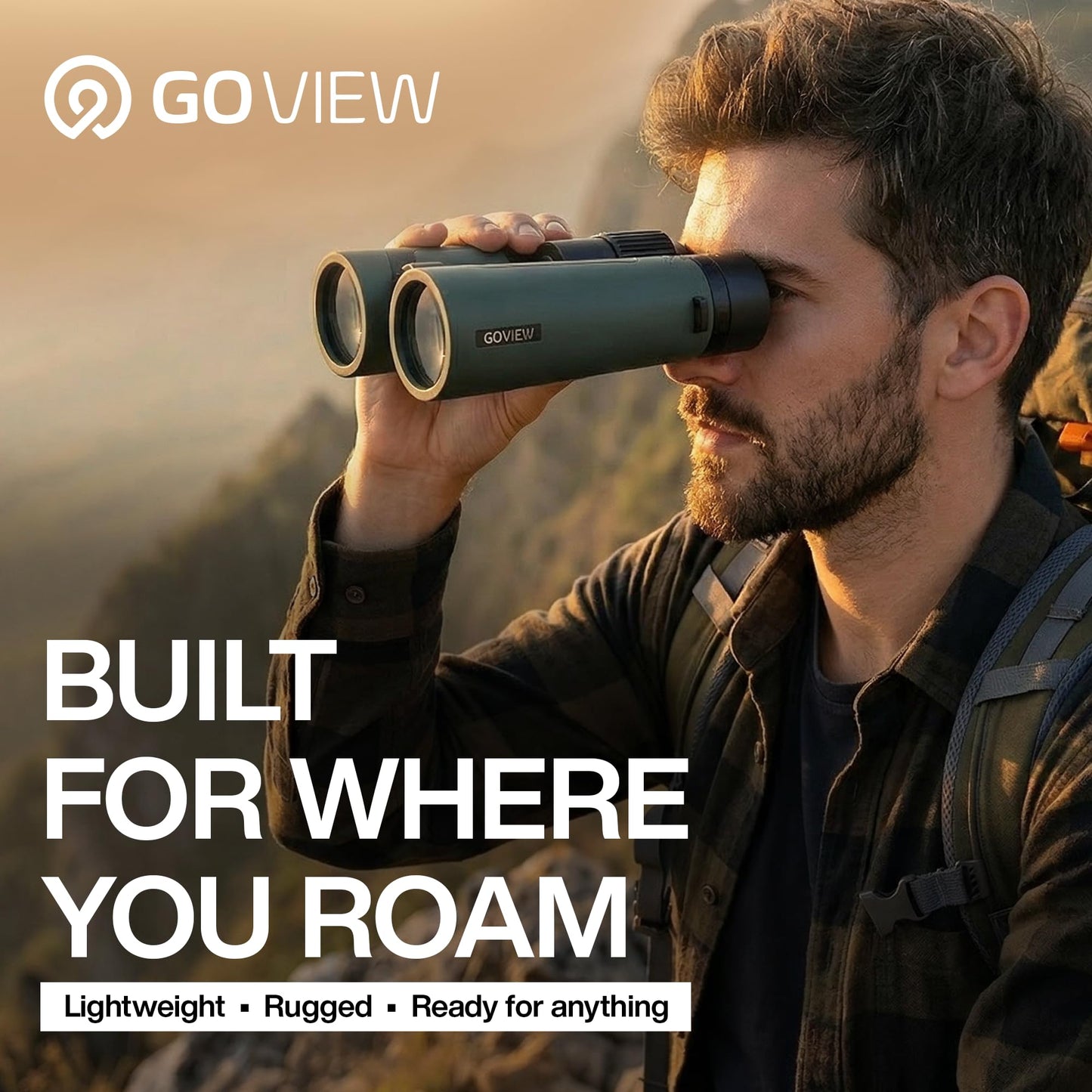 GOVIEW ZOOMR 10x42 Binoculars — Lightweight, Durbale Binoculars for Adults w/Smartphone Adapter GFRP Housing, Anti-Fog & Multi-Coated Lens — for Birdwatching, Wildlife, Boating, Oak Green