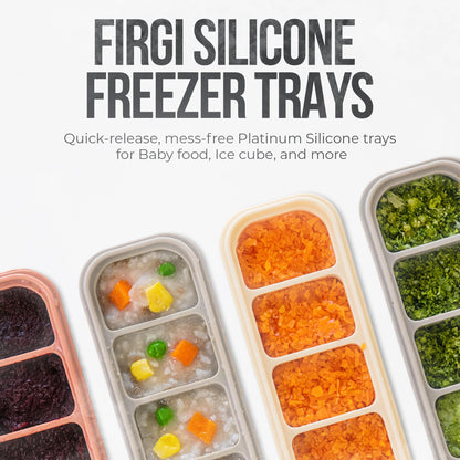 Firgi 0.7 oz/12 Sections Silicone Ice Cube Freezer Tray with Lid, 100% Food-Grade Platinum Silicone,Leak Resistance & Dishwasher Safe for Baby Food Prep,Breast Milk,Purees - Korean Made, Gray