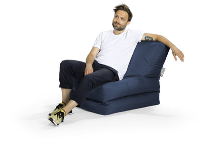 Gouchee Home Brava Twist Collection Polyester Upholstered Foldable Bean Bag Lounge Chair, Navy