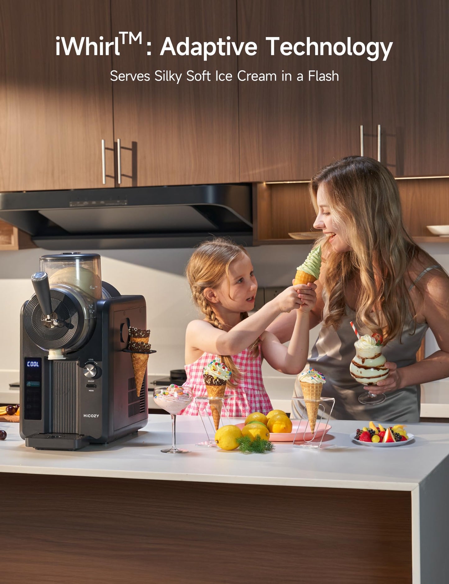 HiCOZY F3 Slushie Machine & Soft Serve Ice Cream Machine, No Ice Needed, Self-Cleaning, 5 Presets for Soft Serve, Frozen Drink, Milk Shake, Margaritas, Frappés and More